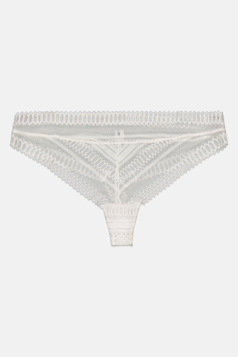 Etam Women Lace Pull-On Tanga Panty, White - Image 1