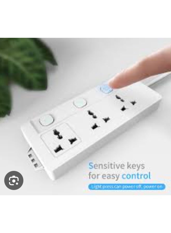 لوحة تمديد كهربائية ثلاثية المنافذ مزودة بمفاتيح فردية ومؤشر LED وكابل بطول 3 أمتار - Image 1