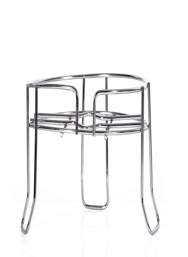 DHAVAL Heavy Stainless Steel Chrome Plated Matka Stand for Water Pots, Fancy Plant Stand & Flower Pot Holder | Strong 3-Leg Step Shelf for Countertop, Kitchen, Garden, Balcony - Image 1