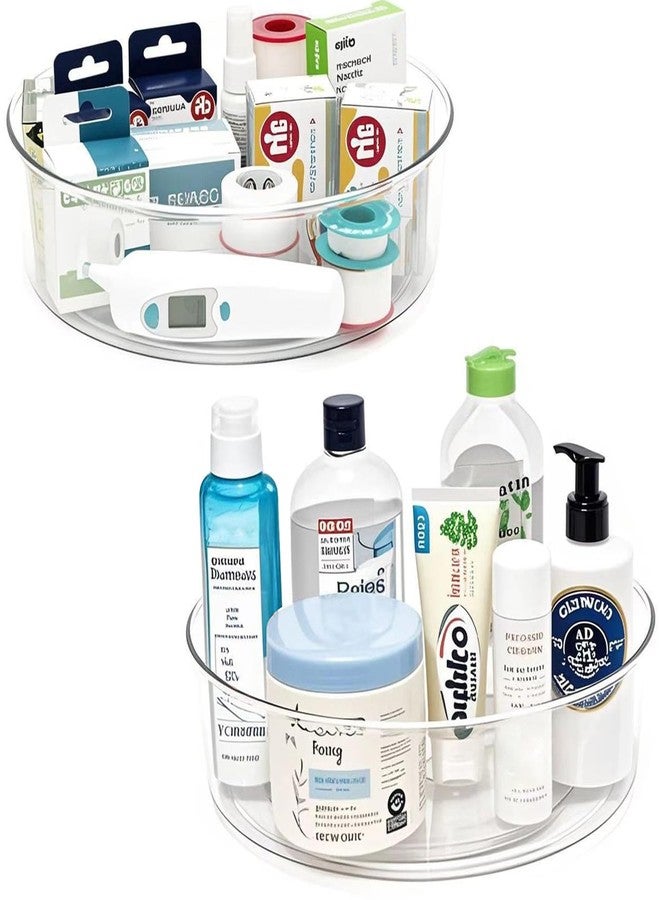 مجموعة YCLADEC من قطعتين من منظم دوار Lazy Susan مقاس 11.5 بوصة، منظم تخزين، حاويات، رف توابل، خزانة دوارة، مناسب للمطبخ، سطح العمل، الحمام، حامل مجوهرات شفاف - Image 1
