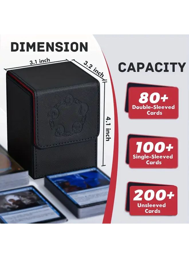 Black Purple Magnetic Closure MTG Card Deck Box 2 Pack Heavy Duty Faux Leather Storage Case - Image 3