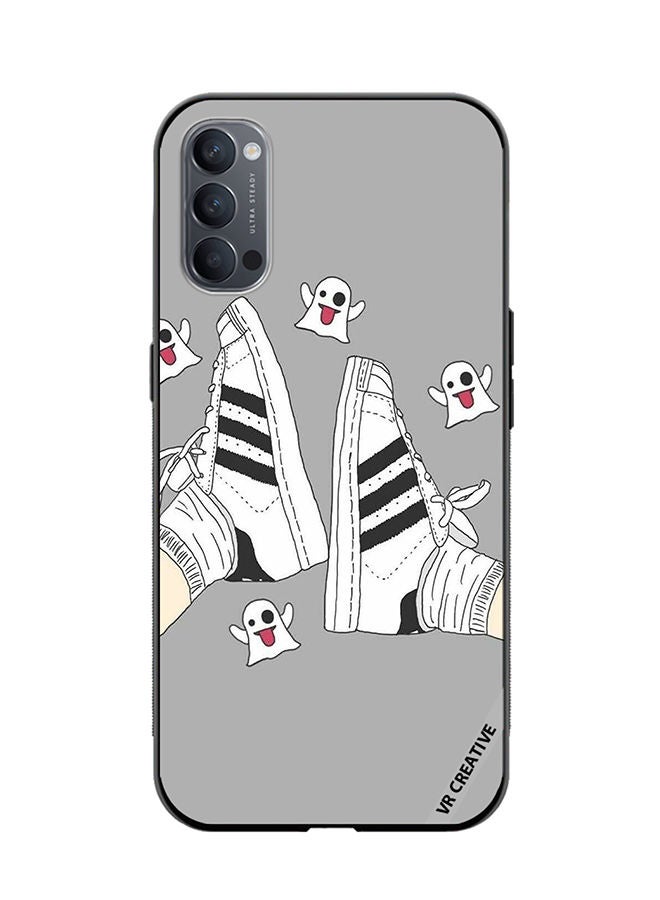 VR CREATIVE Protective Case Cover For Oppo Reno4 Pro 5G Black & White Shoe Design Multicolour - Image 1