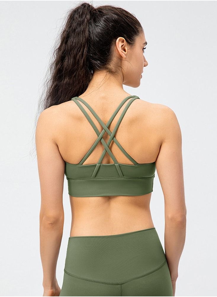 Loquat - New  nylon shock gathering running bra yoga vest - Image 1