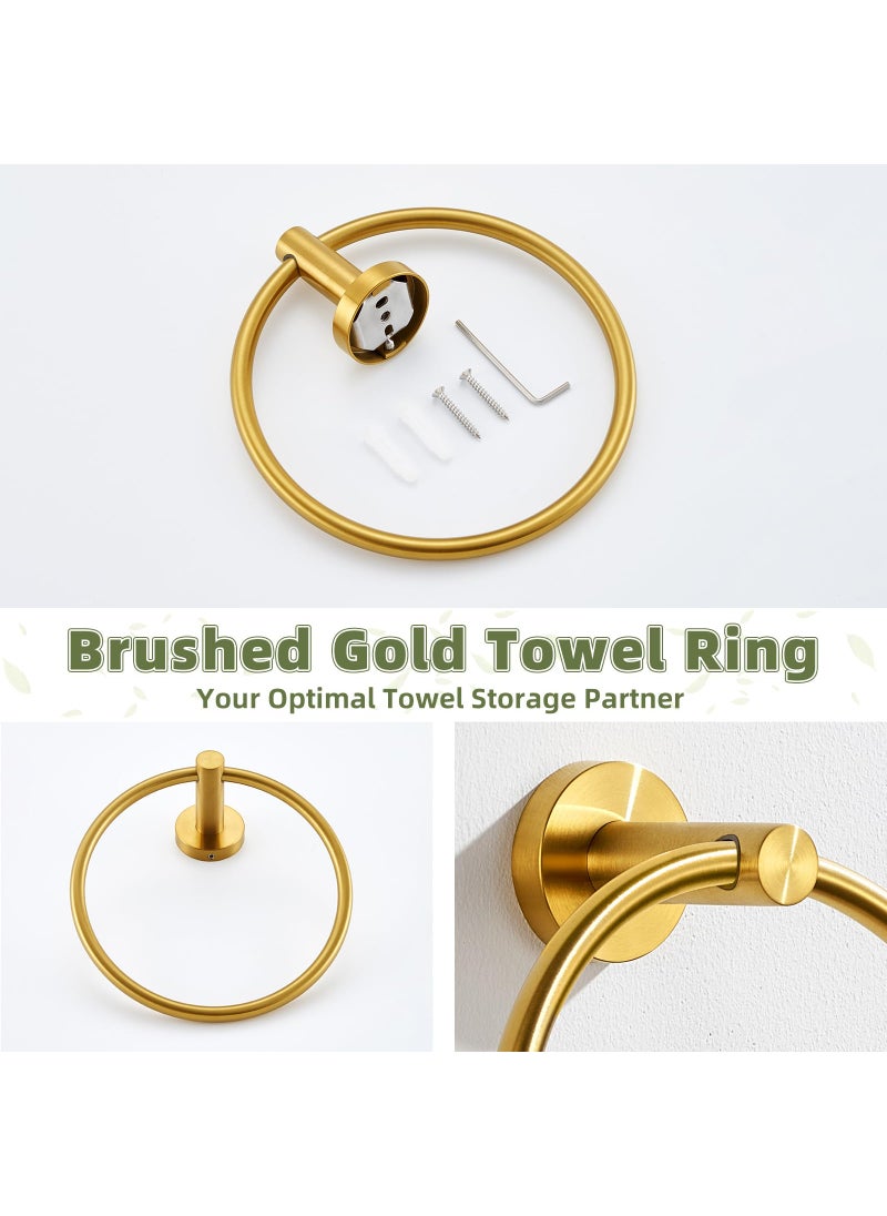 APLusee APLusee Towel Ring for Bathroom Wall, Brushed Gold Hand Towel Ring Holder, Heavy Duty SUS 304 Stainless Steel Modern Bathroom Accessories  - Image 5