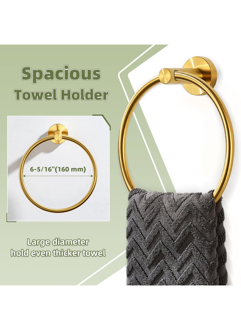 APLusee APLusee Towel Ring for Bathroom Wall, Brushed Gold Hand Towel Ring Holder, Heavy Duty SUS 304 Stainless Steel Modern Bathroom Accessories  - Image 4