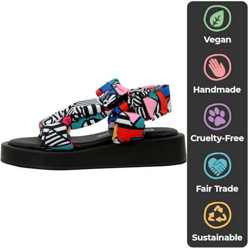 DOGO Platform Sandals Women - Vegan and Handmade Summer Sandals for Women, Painting in Harmony Desing, Size 5 - Image 3
