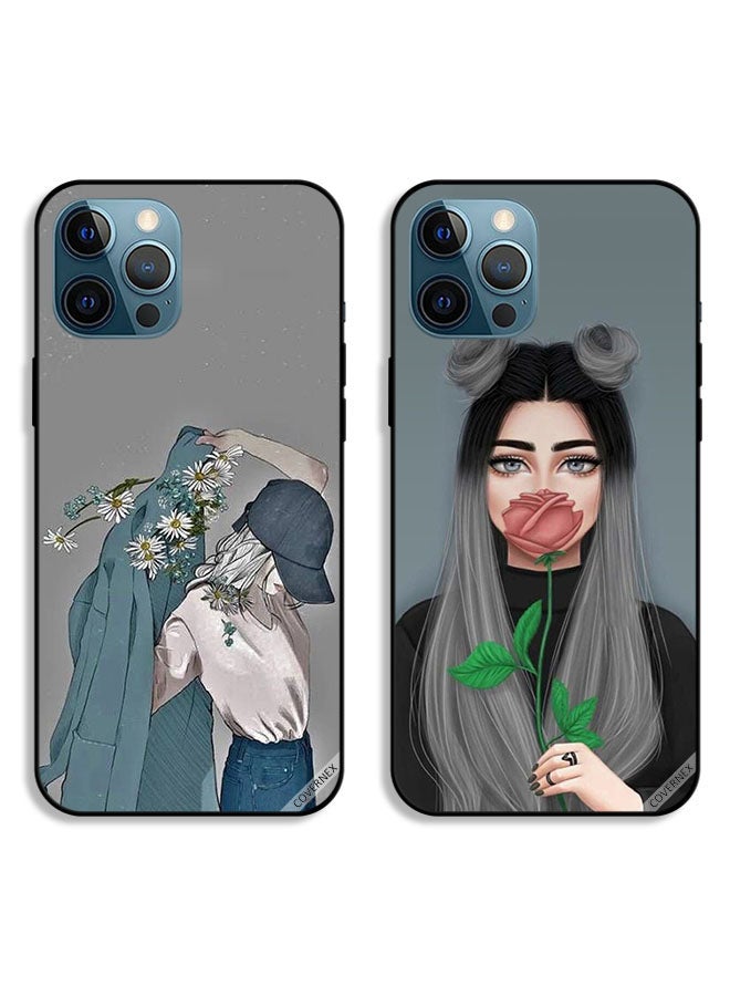Covernex Two Cases For Apple iPhone 12 Pro Protective Covers Cap Girl Wearing Coat Art and Rose - Image 1