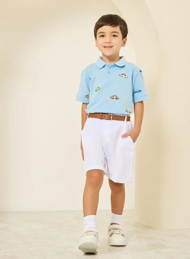 ستايلي قميص بولو بطبعة سيارات
