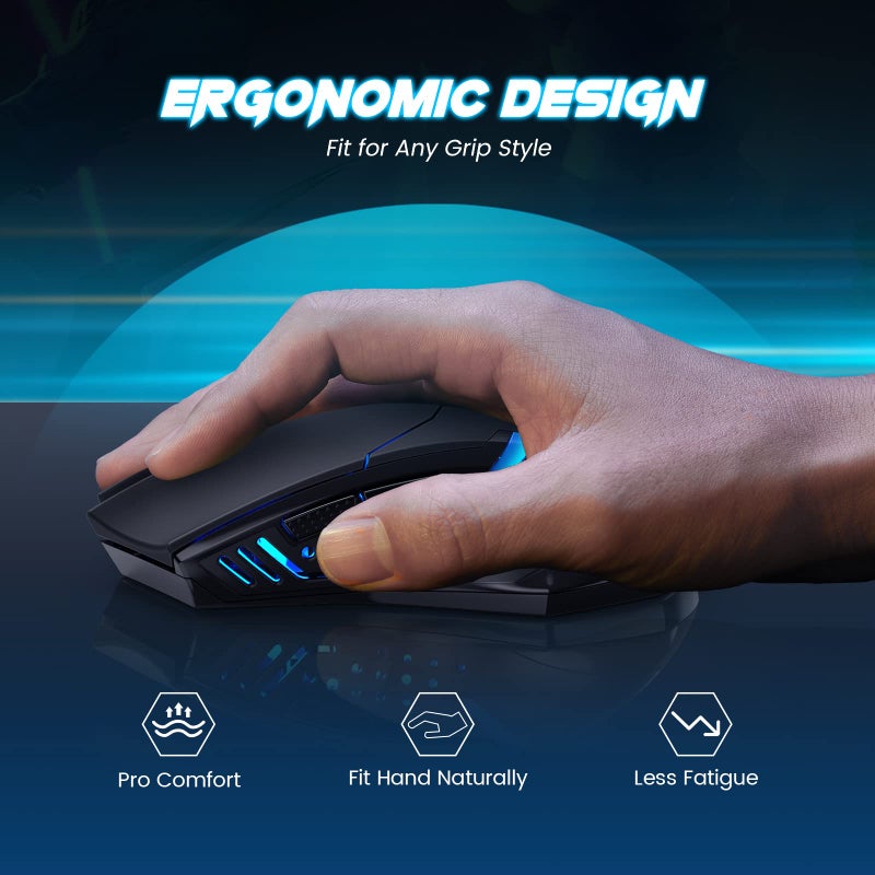 T-DAGGER Wireless Gaming Mouse- USB Cordless PC Accessories Computer Mice with LED Backlit, Ergonomic Gamer Laptop Mouse with 7 Silent Buttons, 5 Adjustable DPI Plug & Play for PC - Image 2