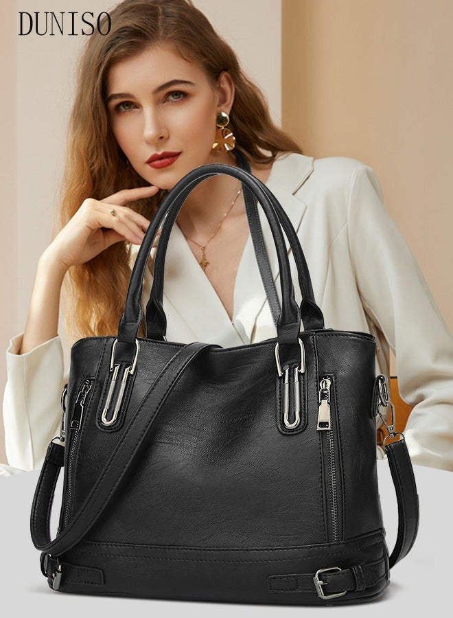 DUNISO Women's Shoulder Tote Bag Faux Leather Handbag for Women Large Capacity Crossbody Bag Fashionable Travel Messenger Shoulder Bag for Ladies Girls College Students  - Image 1