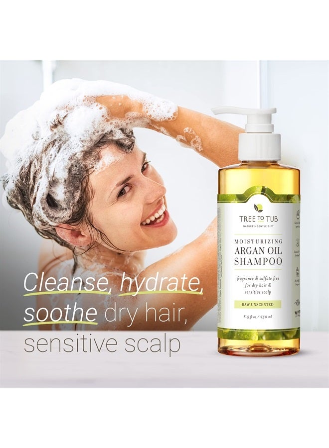 Tree to Tub شامبو خالي من العطور لشعر جاف وفروة رأس حساسة - شامبو مرطب غير معطر للنساء والرجال، شامبو مرطب خالي من الكبريتات مع زيت الأركان العضوي، صبار الألوة فيرا الطبيعي بالكامل - Image 2