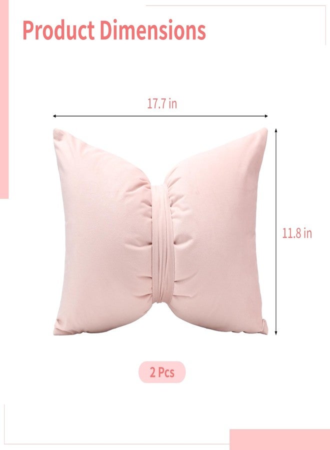 Homaisson 2 Pcs Pink Bow Pillows, 17.7x11.8 Velvet Decorative Throw Pillows, Cute Coquette Support Cushions, Washable Bow-Shaped Pillows for Sofa, Bed, Chair, Car - Image 5