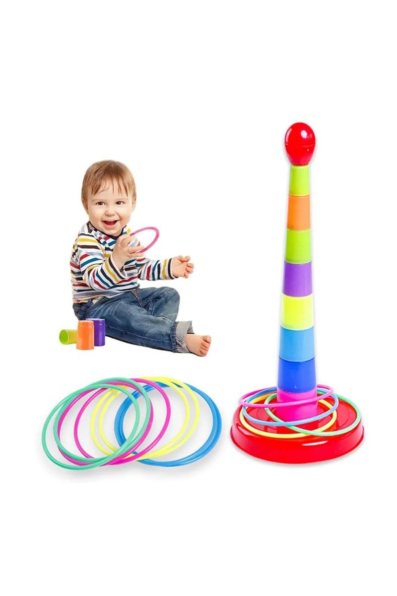 Ring Toss Game, Colorful Ring Toss Set, Parent-Child Game, Toy, Indoor Playground, Outdoor Game, Lack of Exercise  - Image 1