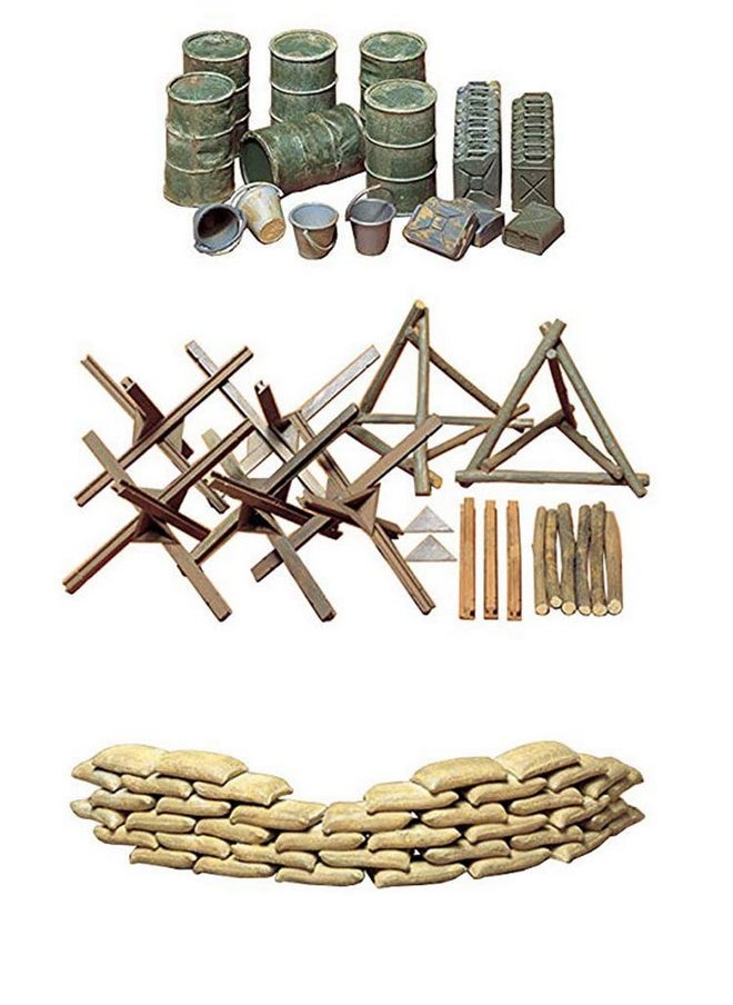 Tamiya 3 Sets Of Tamiya Military Assembly Models Bundle Sand Bags Barricade And Oil Drums Jerry Cans And Bucket Sets (Japan Import)  - Image 1