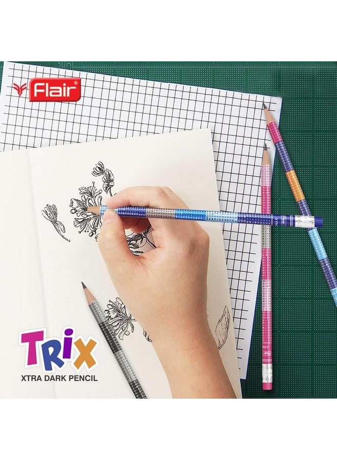 Flair FLAIR Trix 2B Pencil Stand | Ergonomic Design with Rubber Tip Extra Dark Pencils | Dark Lines at Low Pressure | for Neat & Clean Handwriting | Pack of 50 Pencils - Image 5