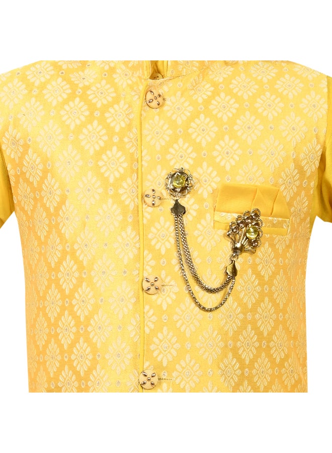 BT DEZINES طقم كورتا أصفر بنقش زهري للأولاد - Image 5