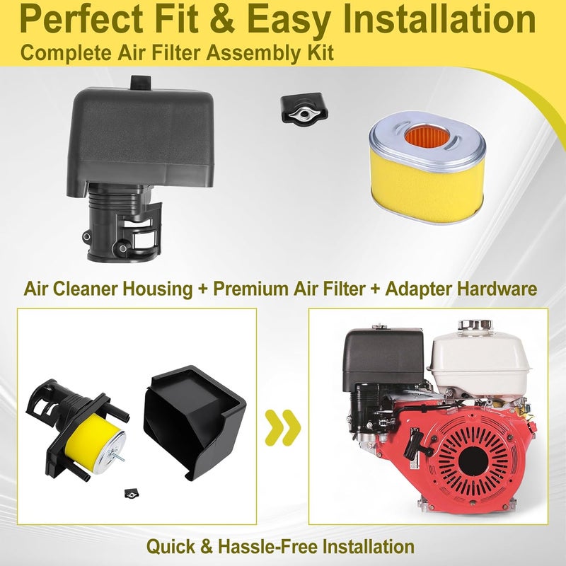 Podoy GX390 GX340 Air Filter Housing Cover with Air Cleaner Box Adapter Assembly Compatible with Hondaa GX270 270cc 301cc 420cc 389cc 190F 192F 188F, Replaces 17410-ZE2-020 17230-Z53-841 - Image 2