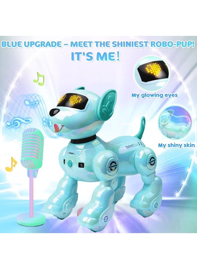 جرو روبوت قابل للبرمجة للأطفال، يغني ويرقص ويمشي، لعبة كلب روبوت، مناسب للأولاد (أزرق) - Image 2
