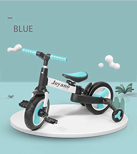 Joyano 5in1 Foldable Kids Tricycle IndoorOutdoor Pushbike Balance Bike Baby Trike Baby Toddler RideOn Bike Multifunctional with Removable Pushbar for 28 YrsBlue - Image 5