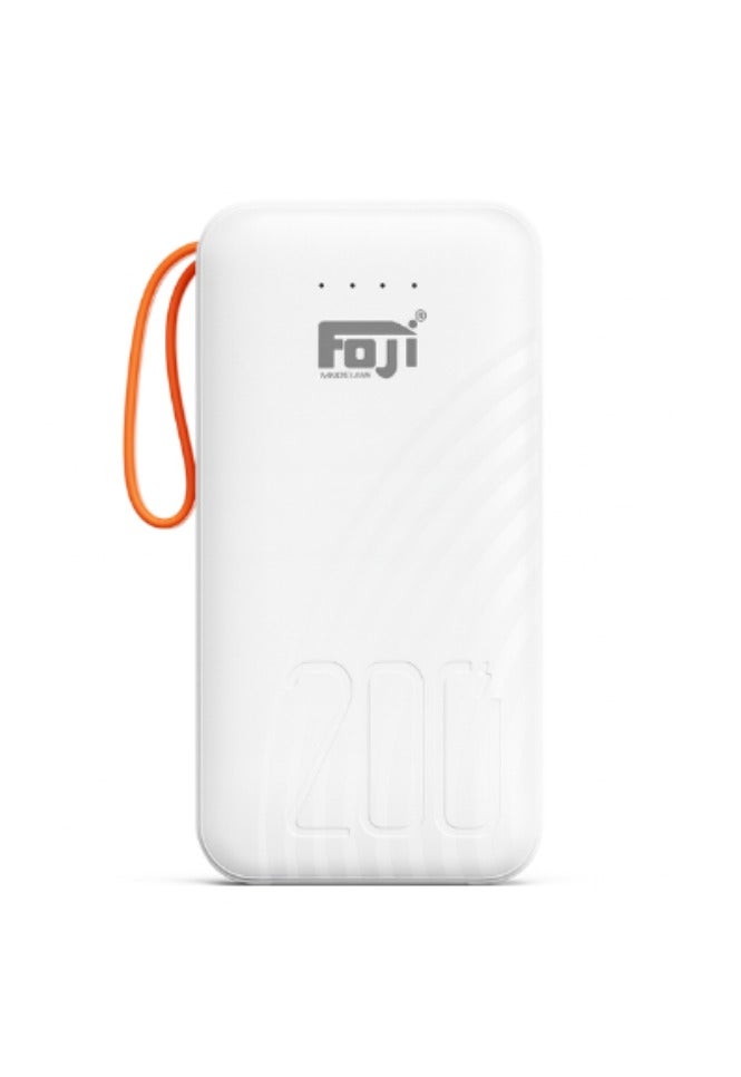 Foji 20000mAh Power Bank with 22.5W Fast Charging | PD Type-C & Single USB Ports | Multiple Charging Cable | Camping Light | High-Capacity Portable Charger for iPhone, Samsung, iPad & More | Ideal for Outdoor, Camping & Home Use