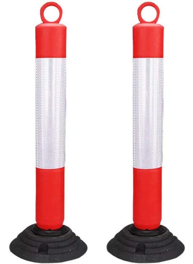 Royal Apex Rebound Flexible 75 Cm Road Traffic Safety Knock Down High Quality Pvc Bollards Spring Portable Flexi Bollards Warning Post With Reflective Tape Pack Of 2 - Image 1