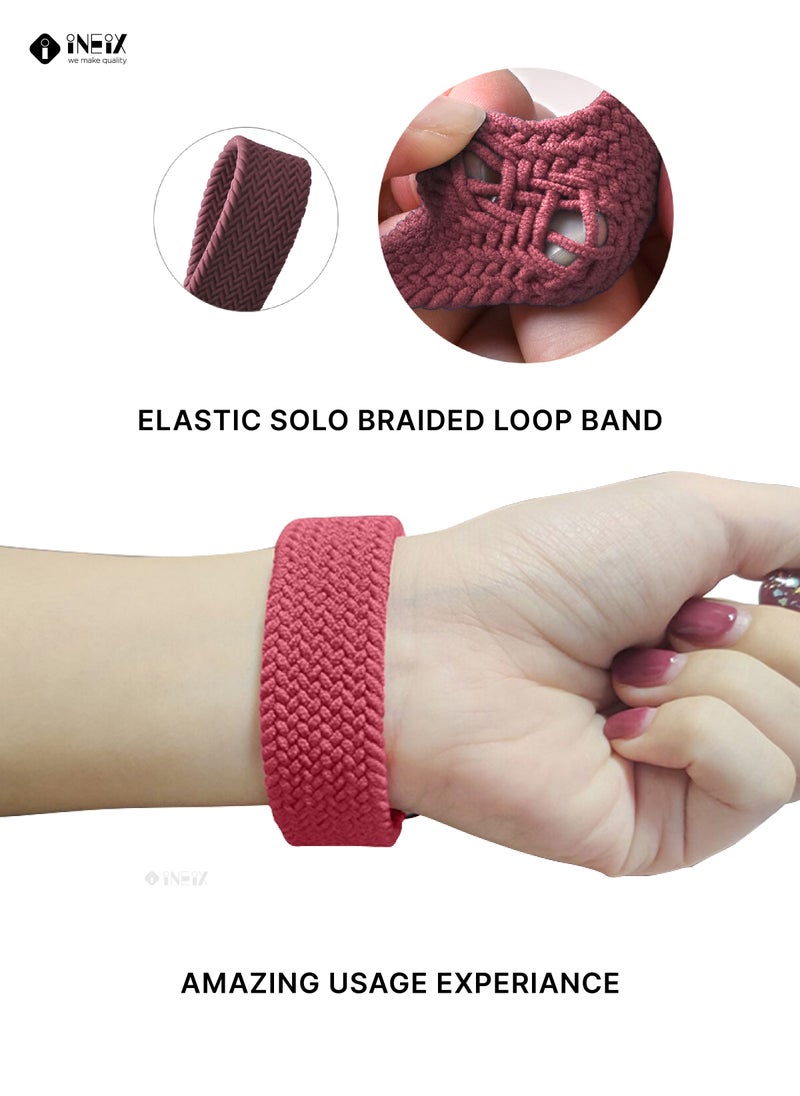 INEIX - Nylon Braided Solo Loop Replacement Strap With Glittering Case For Apple Watch 44 mm (160 mm Strap Length) - Pink - Image 1