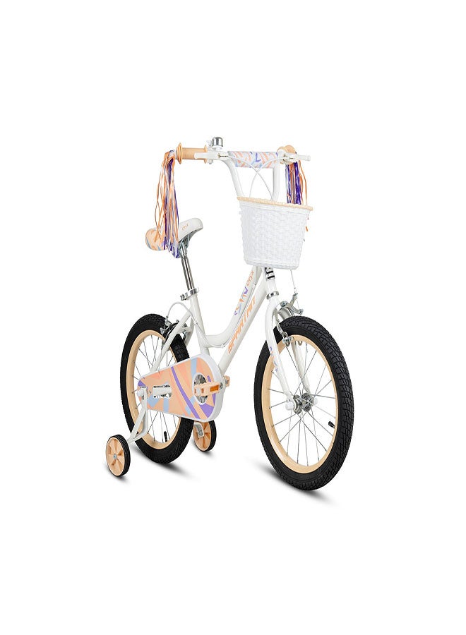 Spartan Orxy Kids Bike | 16 Inch Wheel Size With Training Wheels | Single Speed | Light Peach Color - Image 2