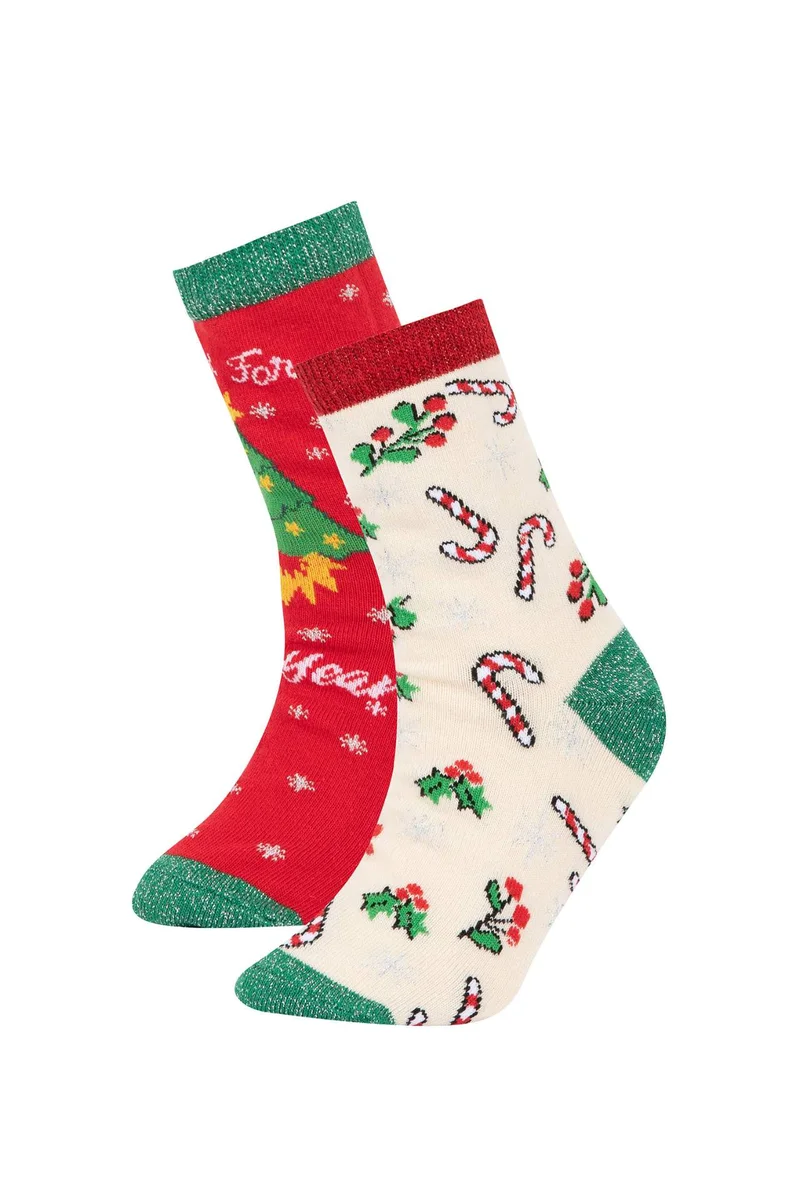 ديفاكتو Girl Christmas Themed 2 Piece Cotton Long Socks
