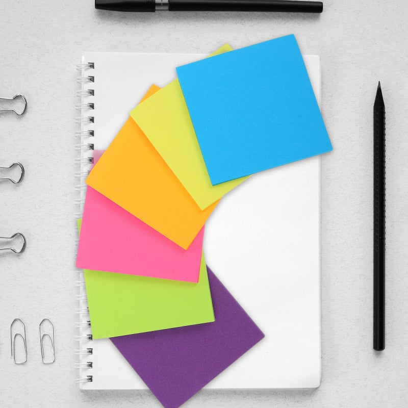 Fluorescent Self Stick Notes Pad 6 Colors 300 Sheets 3x3 Inch Sticky Tabs Classroom Supplies - Image 5