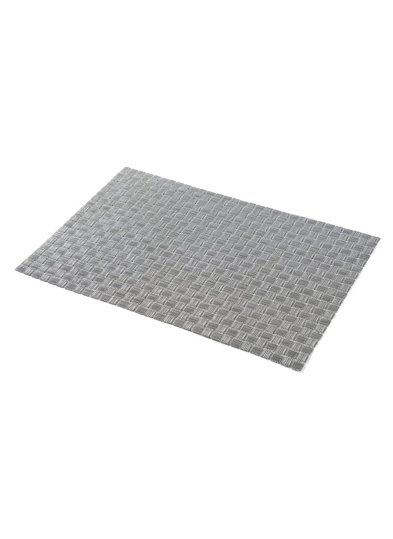 PURE HOME + LIVING - Pure Home Living Set of 2 Silver Woven PVS Placemats Rectangular Dining Table mat - Image 1