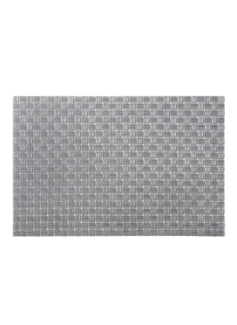 PURE HOME + LIVING - Pure Home Living Set of 2 Silver Woven PVS Placemats Rectangular Dining Table mat - Image 1