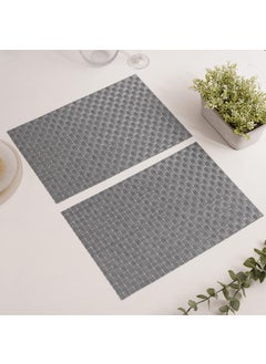 PURE HOME + LIVING Pure Home Living Set of 2 Silver Woven PVS Placemats Rectangular Dining Table mat  - Image 1
