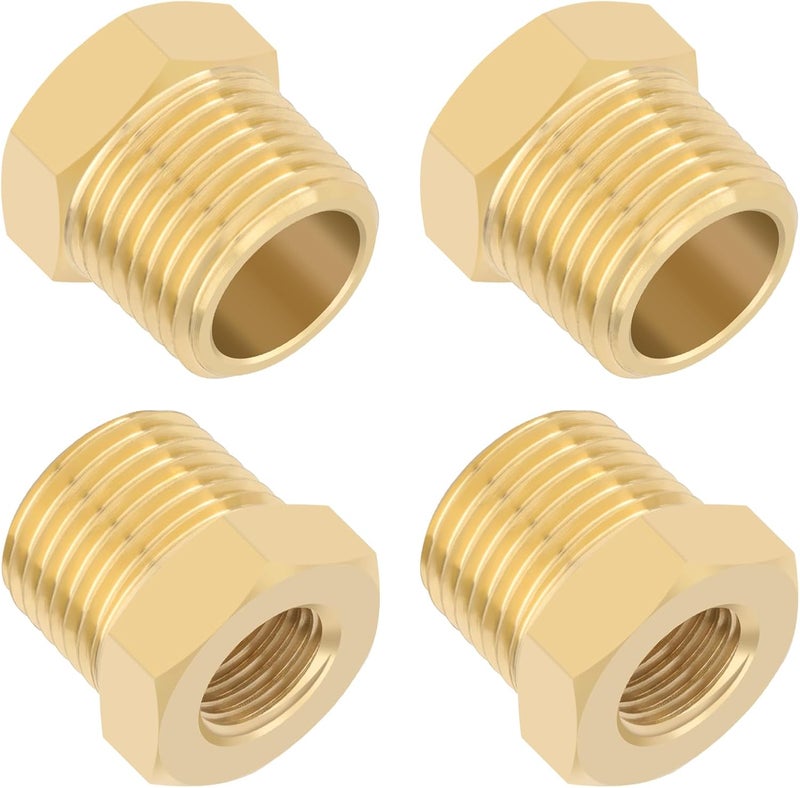 KOOTANS 4pcs Heavy Duty 1/2 NPT Male Thread to 1/4 NPT Female Thread Brass Reducer Hex Bushing Brass Fitting Pipe Hose Tube Adapter Convert - Image 1