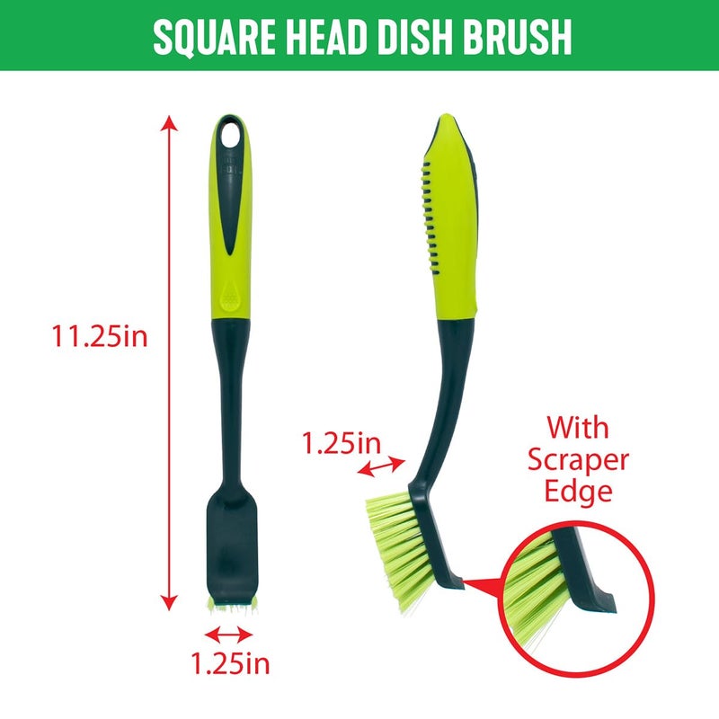 Pine Sol Pine-Sol Scrub Brush Set - Long Handle Cleaning Brushes with Heavy Duty Bristles and Comfort Grip - Scrubbers for Kitchen, Household, and Dishwashing, 3 Pieces - Image 4