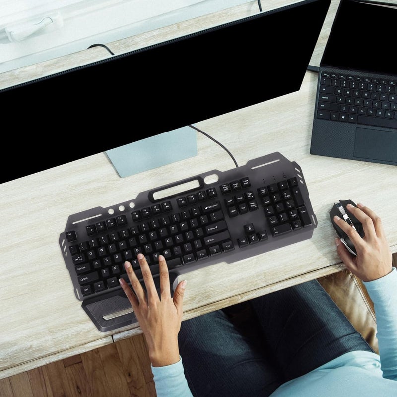 لوحة مفاتيح الألعاب USB السلكية من ULTECHNOVO مع إضاءة خلفية LED، تصميم مريح بحجم كامل 104 مفتاح لمستخدمي الكمبيوتر والاستخدام المكتبي - Image 5