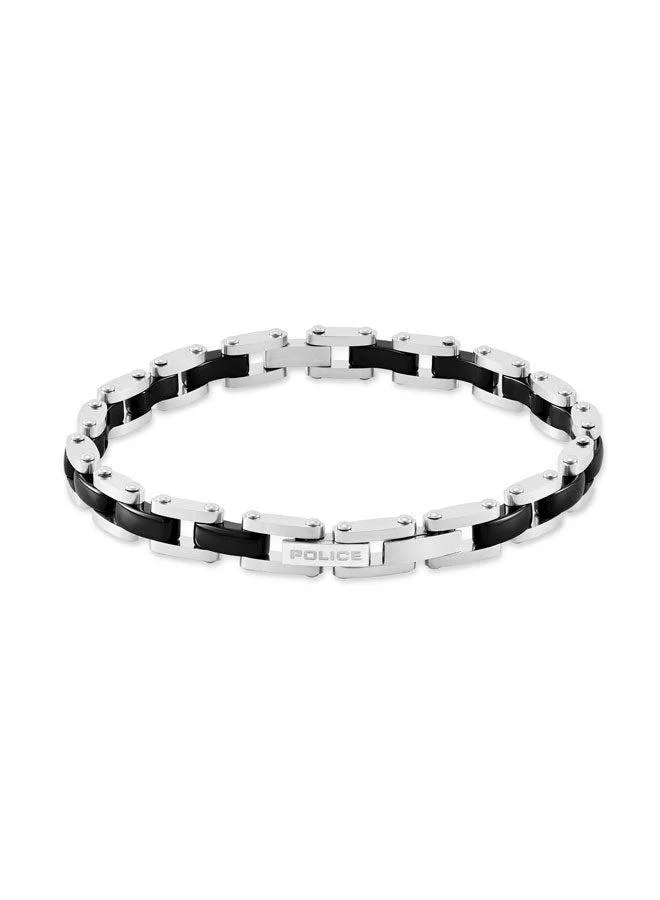 Police Chaine Silver Black Link Chain Stainless Steel Bracelet for Men