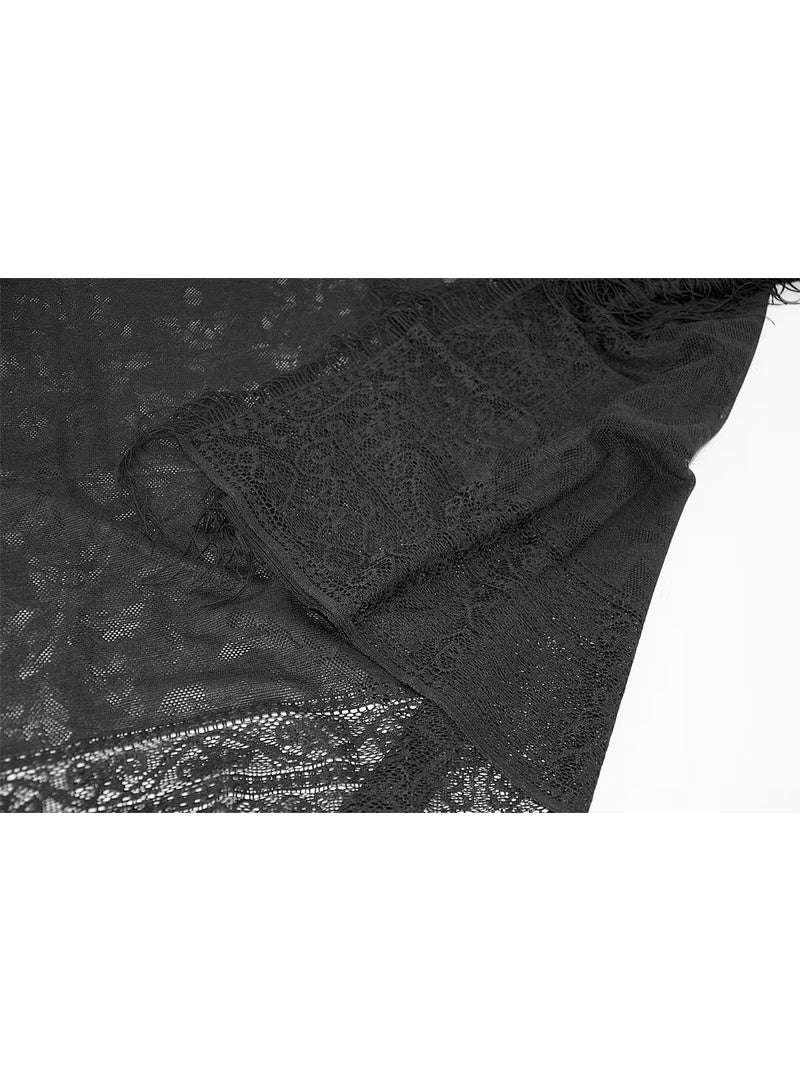 Cylinder Boxed Set - With Pearl Rosary - Tulle Shawl - Black Color - Image 4