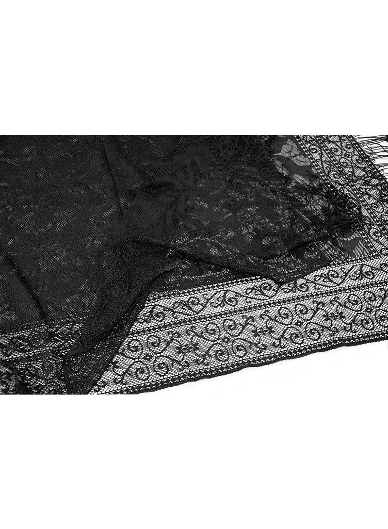 Cylinder Boxed Set - With Pearl Rosary - Tulle Shawl - Black Color - Image 3
