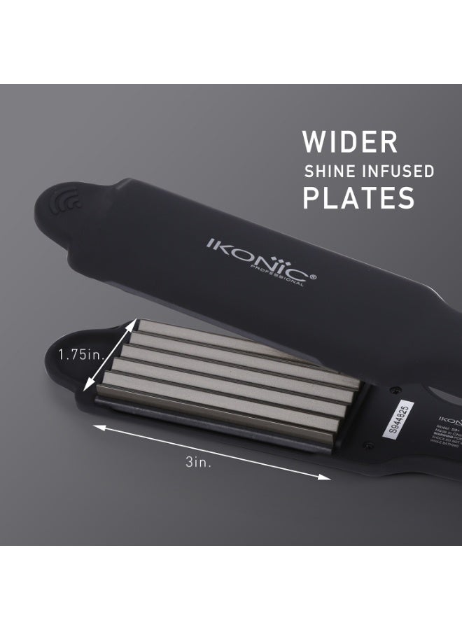 أي كونيك جهاز تمويج الشعر أيكونيك بروفيشنال S9+ باللون الأسود – صفائح عريضة من السيراميك والتورمالين، بدرجة حرارة قابلة للتعديل حتى 230°، مناسب لجميع أنواع الشعر - Image 2