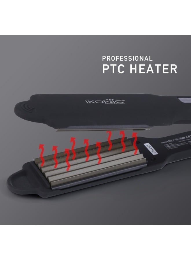 أي كونيك جهاز تمويج الشعر أيكونيك بروفيشنال S9+ باللون الأسود – صفائح عريضة من السيراميك والتورمالين، بدرجة حرارة قابلة للتعديل حتى 230°، مناسب لجميع أنواع الشعر - Image 3