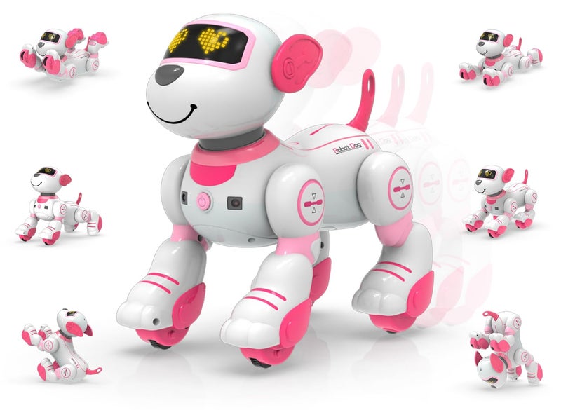 STEMTRON Programmable Remote Control Robot Cat Robot Dog for Kids Interactive Robotic Dog Robotic Cat Robo Dog Robo Cat RC Robot with Touch Sensing LED Eyes Dance Music - Image 3
