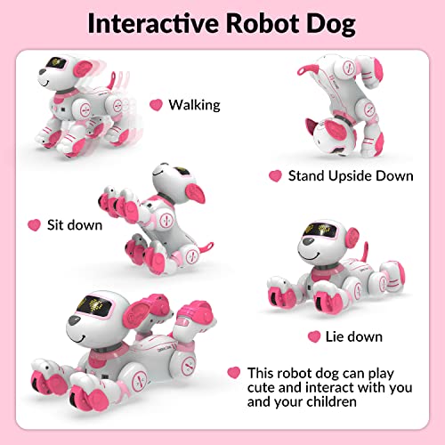 STEMTRON Programmable Remote Control Robot Cat Robot Dog for Kids Interactive Robotic Dog Robotic Cat Robo Dog Robo Cat RC Robot with Touch Sensing LED Eyes Dance Music - Image 5