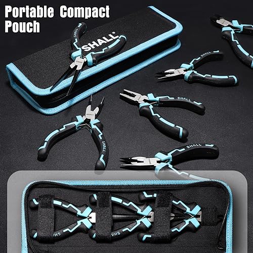 SHALL Mini Pliers Set, 6-Piece Small Pliers Tool Set Includes Needle Nose, Long Nose, Bent Nose, Diagonal, End Cutting and Linesman for Making Crafts, Electronic Repairing & Jewelry with Pouch - Image 5