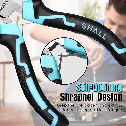 SHALL Mini Pliers Set, 6-Piece Small Pliers Tool Set Includes Needle Nose, Long Nose, Bent Nose, Diagonal, End Cutting and Linesman for Making Crafts, Electronic Repairing & Jewelry with Pouch - Image 4