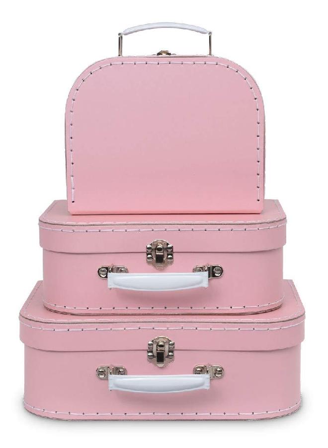 JewelKeeper Jewelkeeper Paperboard Vintage Suitcase - Mini Suitcases Decor - Cardboard Suitcase for Antique Travel Decorations - Mini Luggage Gift Box - 3 Decorative Storage Gift Boxes for Birthday or Wedding - Image 1