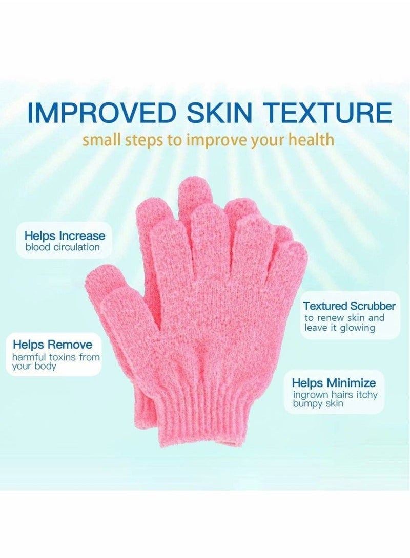 Loquat 4 Pairs Exfoliating Gloves - Premium Scrub Wash Mitt for Shower,Spa,Massage and Body Scrubs - Spa Exfoliation Accessories For Men and Women - Image 2