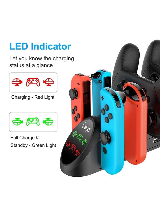 FastSnail Charging Dock Compatible with Nintendo Switch Pro Controllers and for Joy Cons & OLED Model for Joycon,Multifunction Charger Stand for Switch with 2 USB 2.0 Plug and 2.0 Ports - Image 4