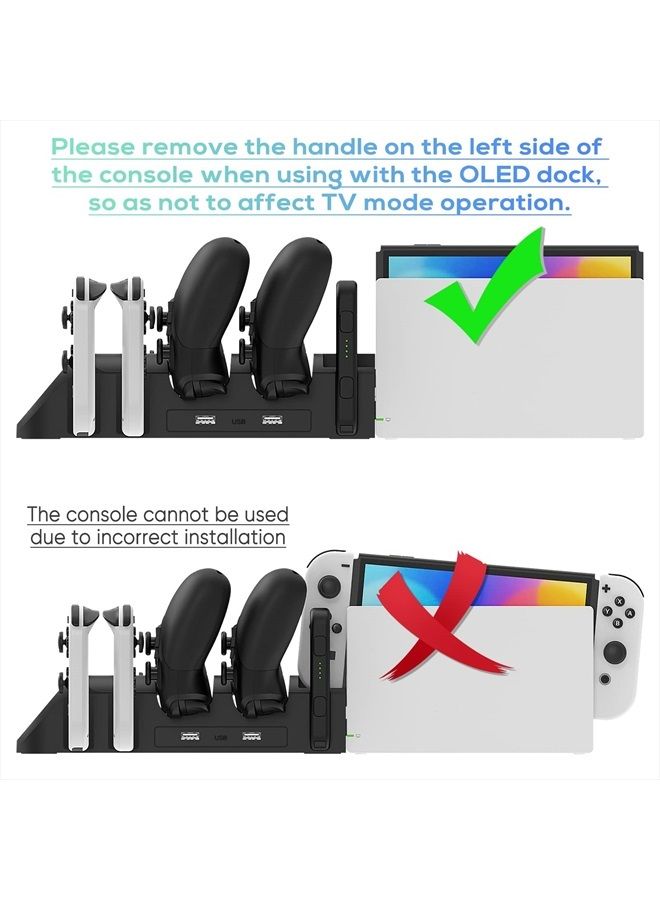 FastSnail Charging Dock Compatible with Nintendo Switch Pro Controllers and for Joy Cons & OLED Model for Joycon,Multifunction Charger Stand for Switch with 2 USB 2.0 Plug and 2.0 Ports - Image 5