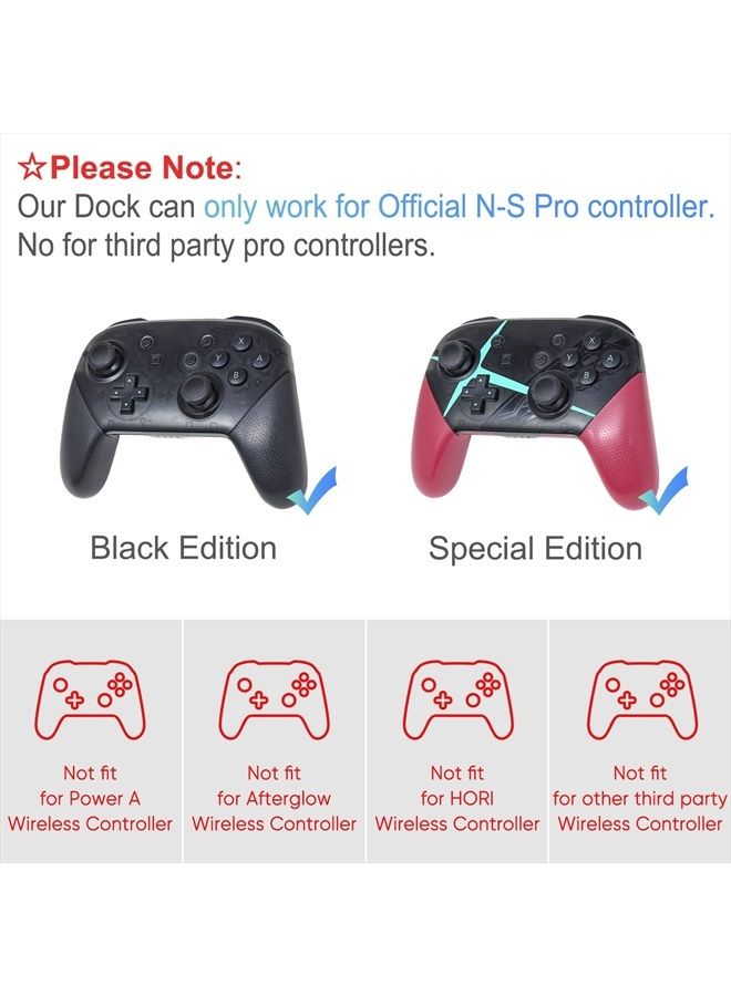 FastSnail Charging Dock Compatible with Nintendo Switch Pro Controllers and for Joy Cons & OLED Model for Joycon,Multifunction Charger Stand for Switch with 2 USB 2.0 Plug and 2.0 Ports - Image 2