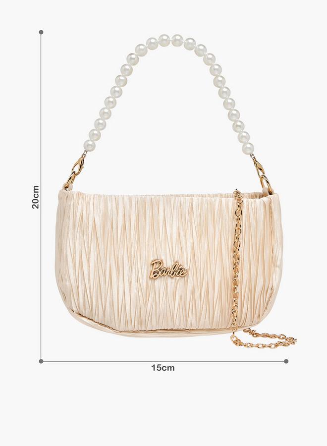 Barbie Pleated Crossbody Bag with Pearl Handle - Image 2